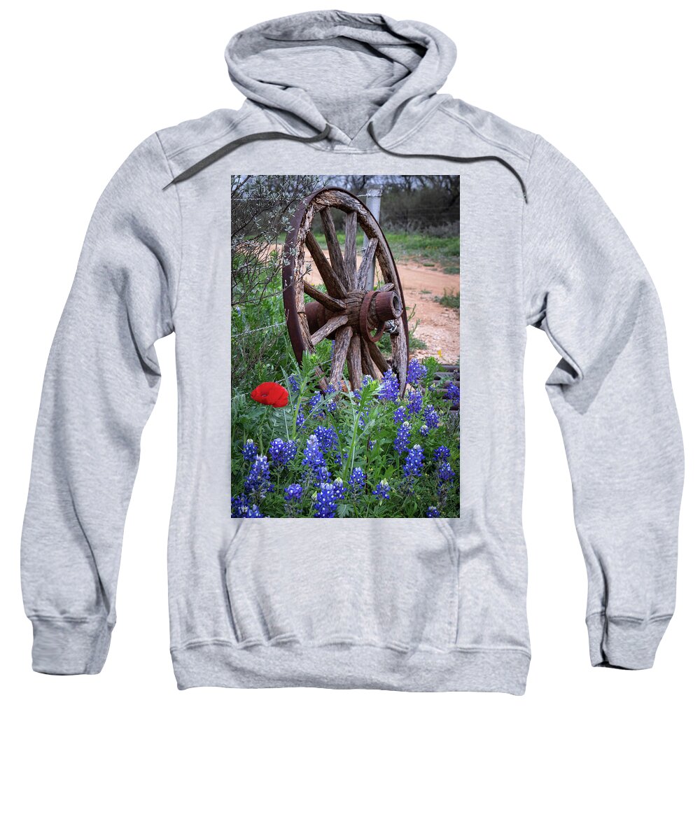 Wagon Wheel Sweatshirt featuring the photograph Texas Still Life by Harriet Feagin