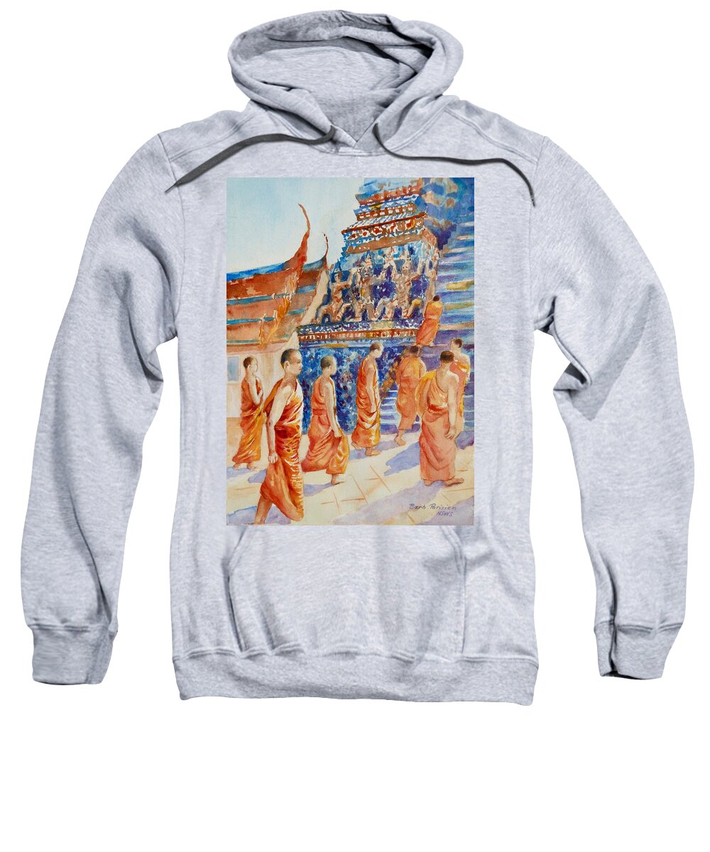 Thailand Sweatshirt featuring the painting Thai Monks by Barbara Parisien