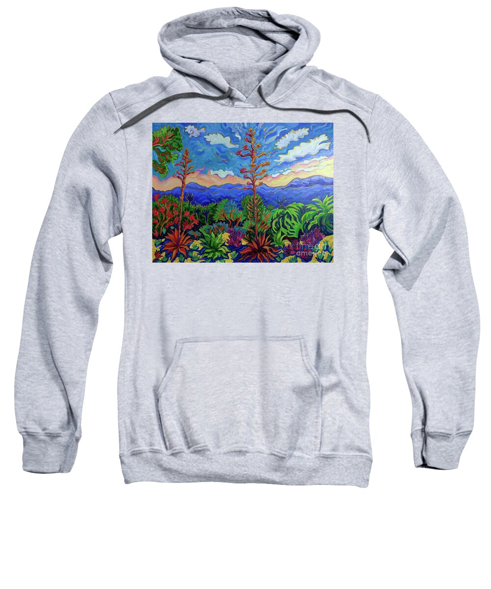 Southwest Sweatshirt featuring the painting The Beginning of the End of the Day by Cathy Carey