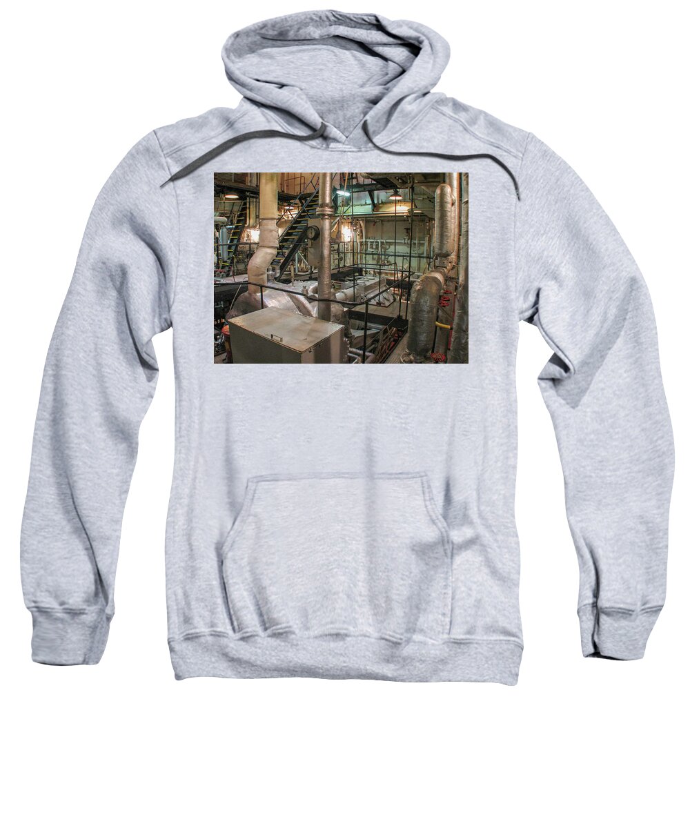 Lane Victory Liberty Ship Sweatshirt featuring the photograph The Engine Room by Pheasant Run Gallery