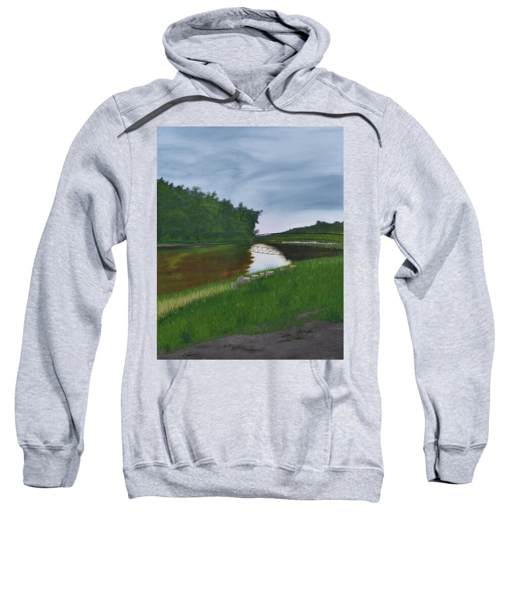 Landscape Sweatshirt featuring the painting The Mighty Red by Gabrielle Munoz