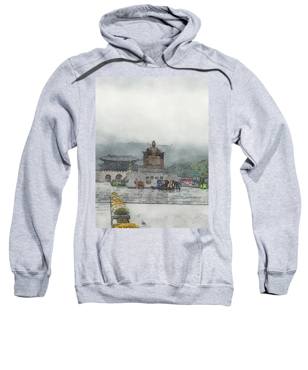 Photoshop Sweatshirt featuring the digital art The old palace on a dank day by Steve Glines