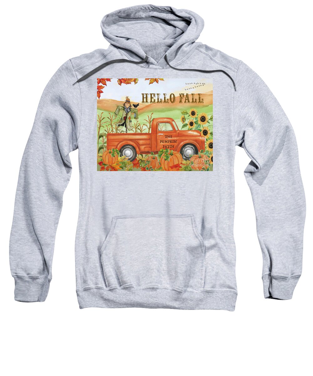 Autumn Sweatshirt featuring the painting The Pumpkin Patch Truck C by Jean Plout