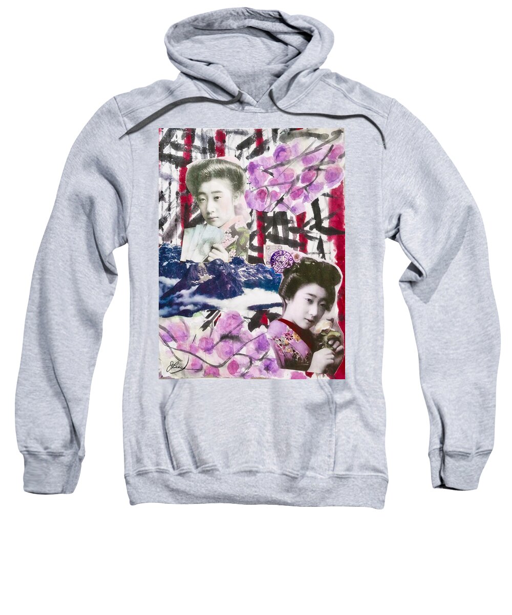 Color Collage Sweatshirt featuring the mixed media Thinking of you by Joan Reese
