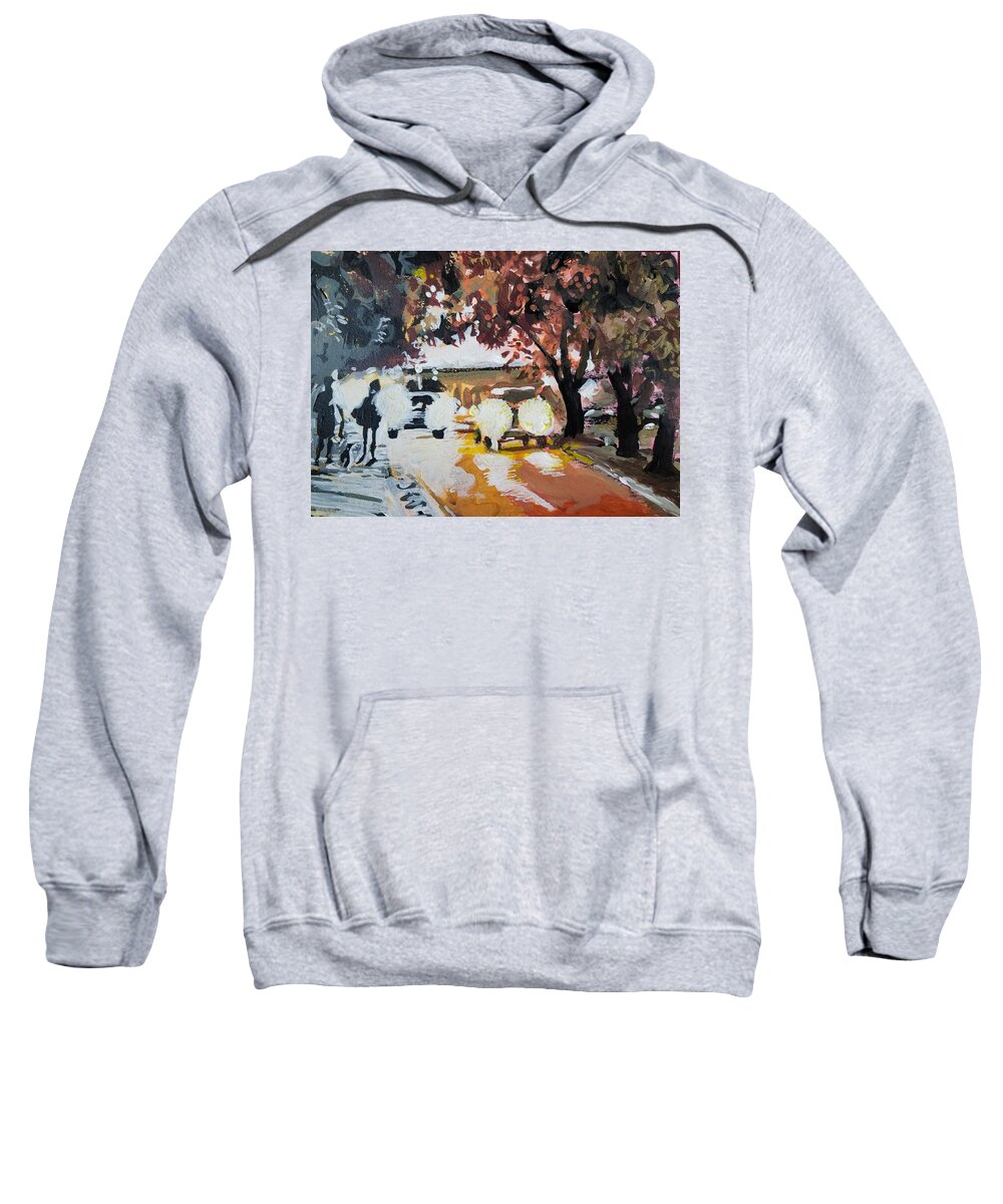 Road Sweatshirt featuring the painting Early Morning Walk by Tilly Strauss