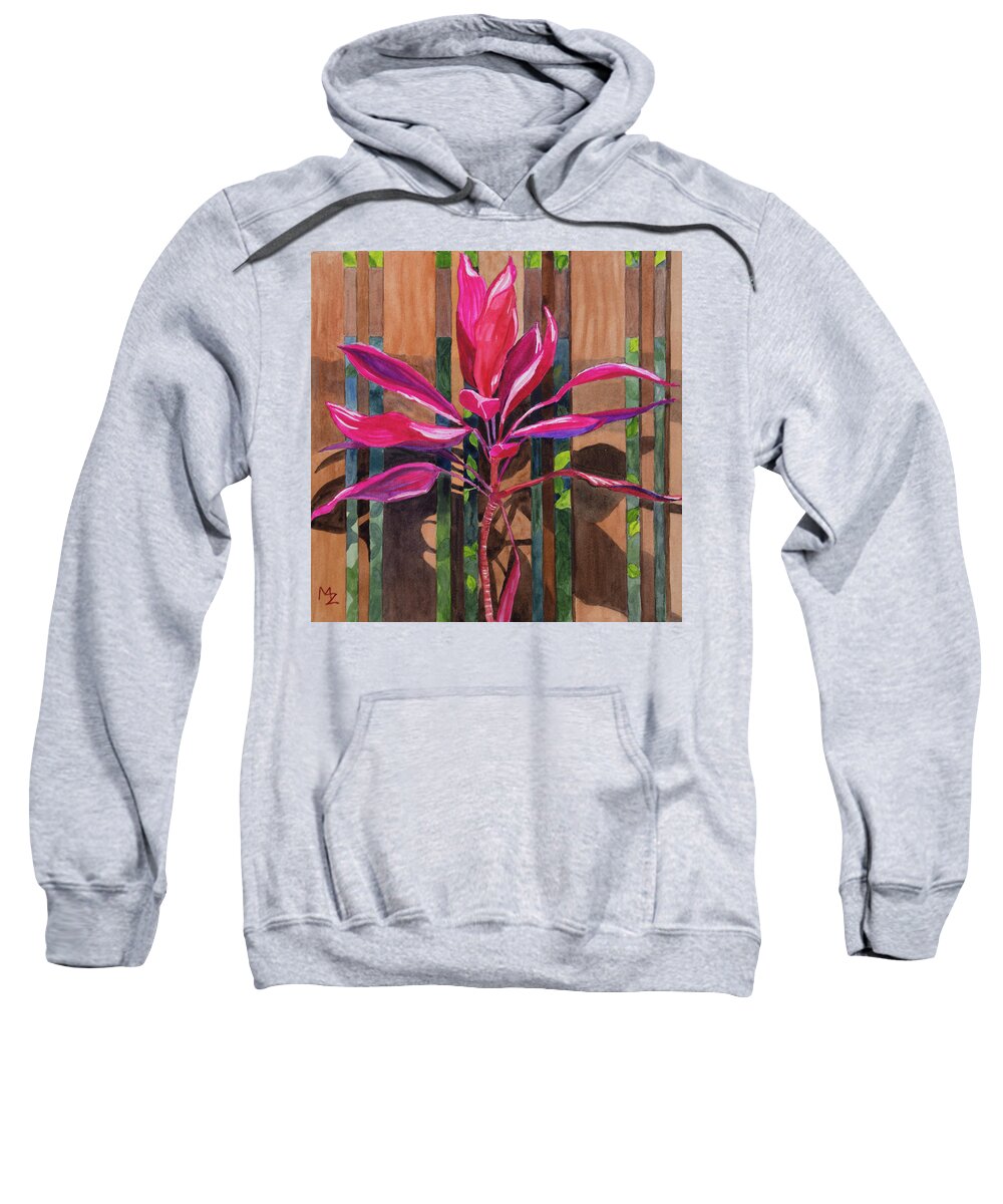 Ti Plant Sweatshirt featuring the painting Ti Plant by Margaret Zabor