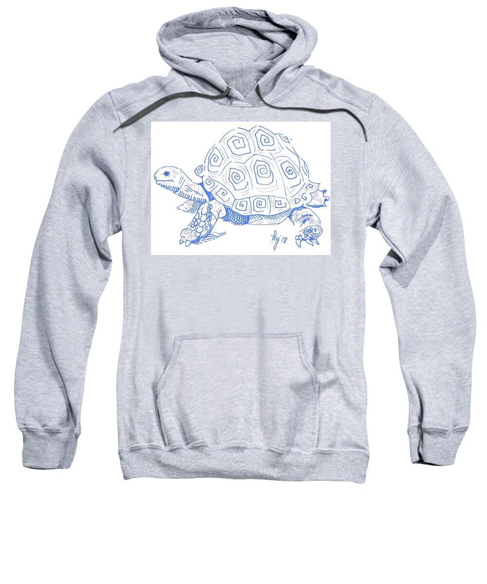  Sweatshirt featuring the drawing Tortoise drawing by Mike Jory