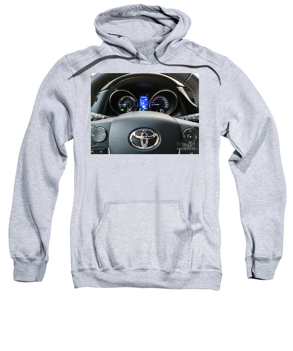 Toyota Sweatshirt featuring the photograph Toyota Steering Wheel Controls And Car Dashboard by Luca Lorenzelli