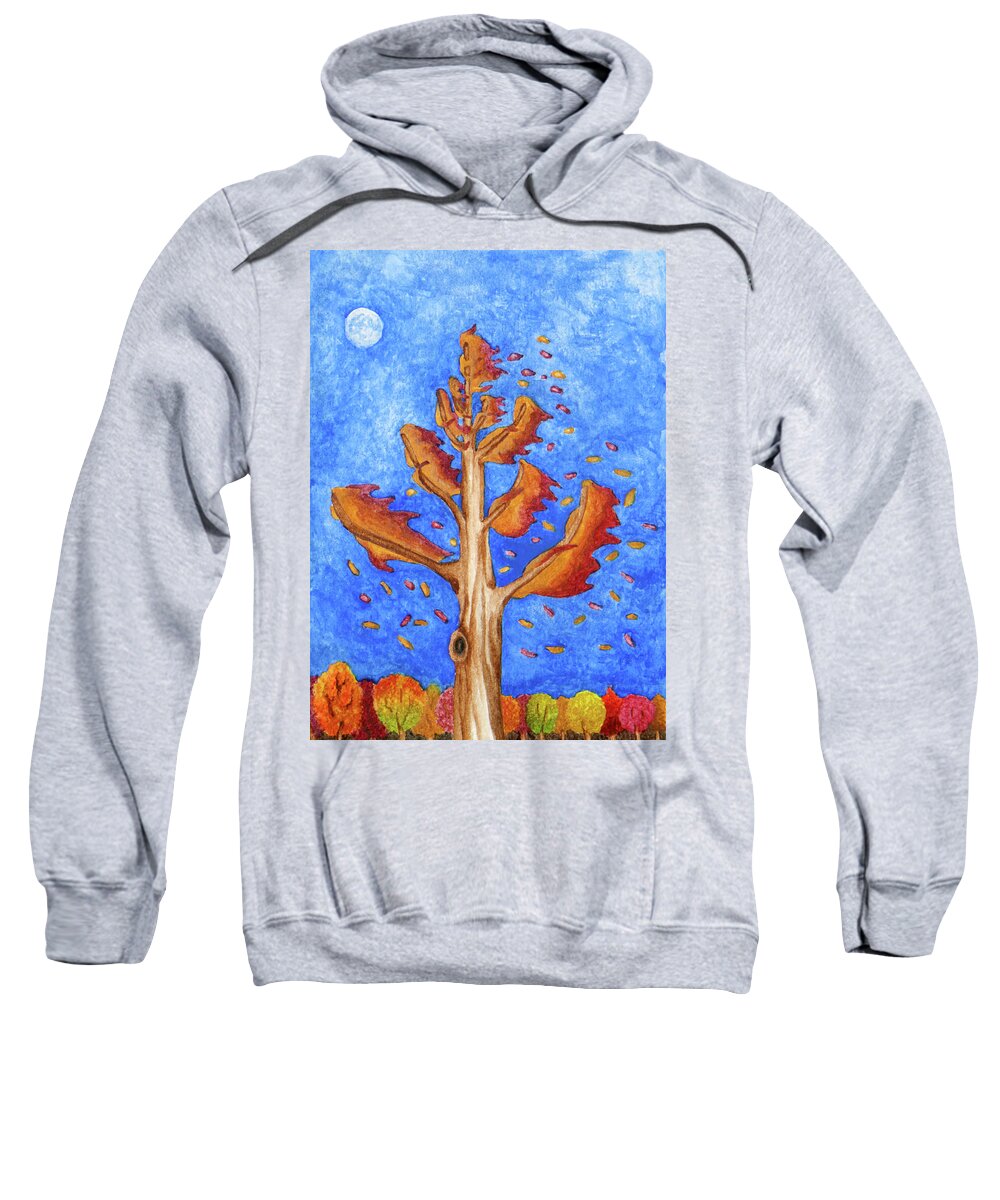 Nature Sweatshirt featuring the painting Tree in Autumn Wind I by Robert Morin