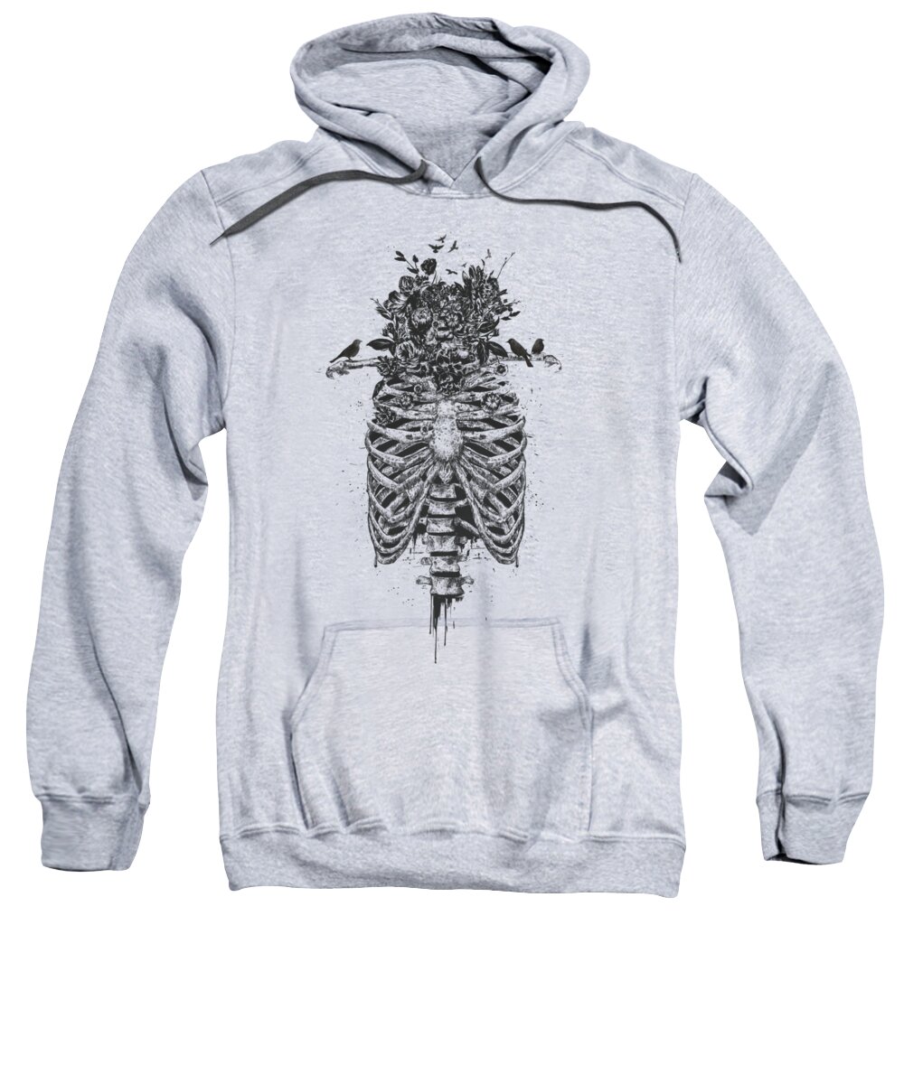 Skeleton Sweatshirt featuring the drawing Tree of life by Balazs Solti