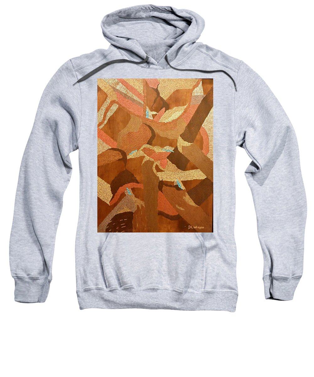 Turquoise Sweatshirt featuring the painting Turquoise Valley by DLWhitson