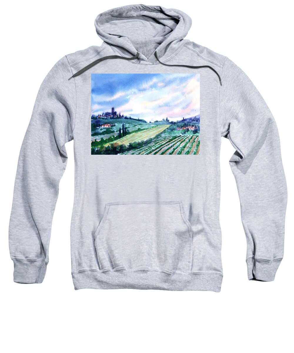 Landscape Sweatshirt featuring the painting Tuscany II by Petra Burgmann