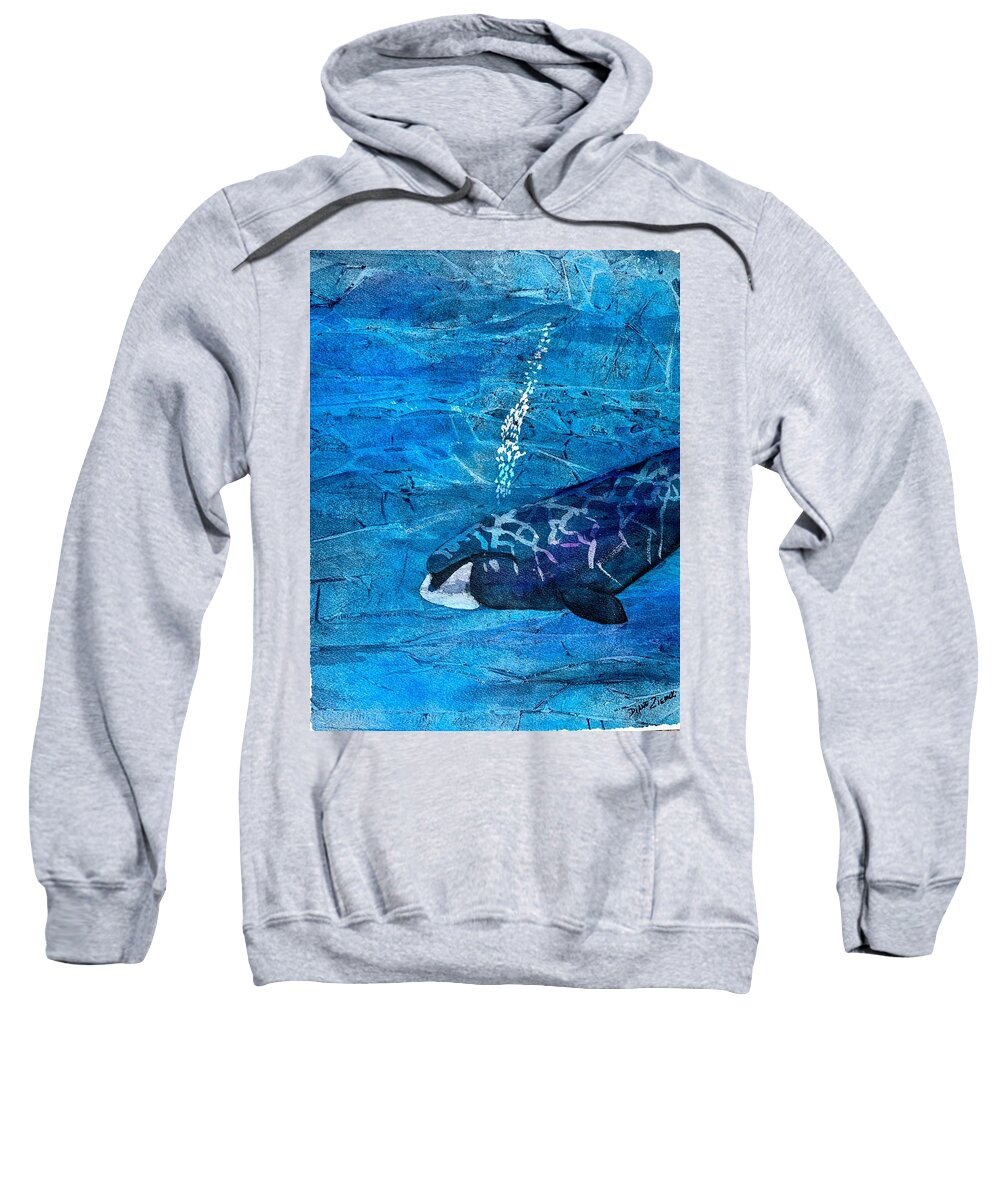  Sweatshirt featuring the painting Under the sea by Diane Ziemski