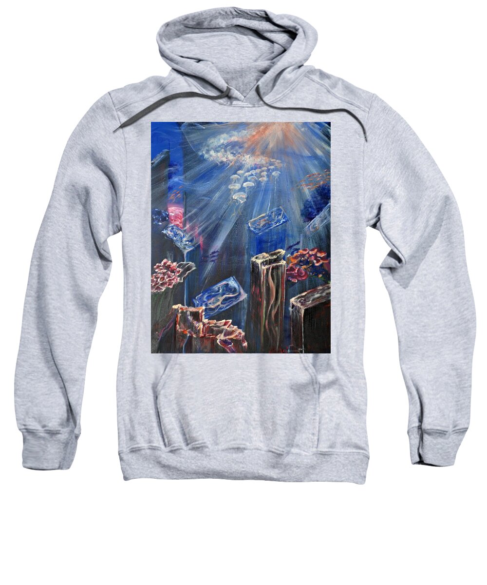 Sea Sweatshirt featuring the painting Underwater World by Medea Ioseliani