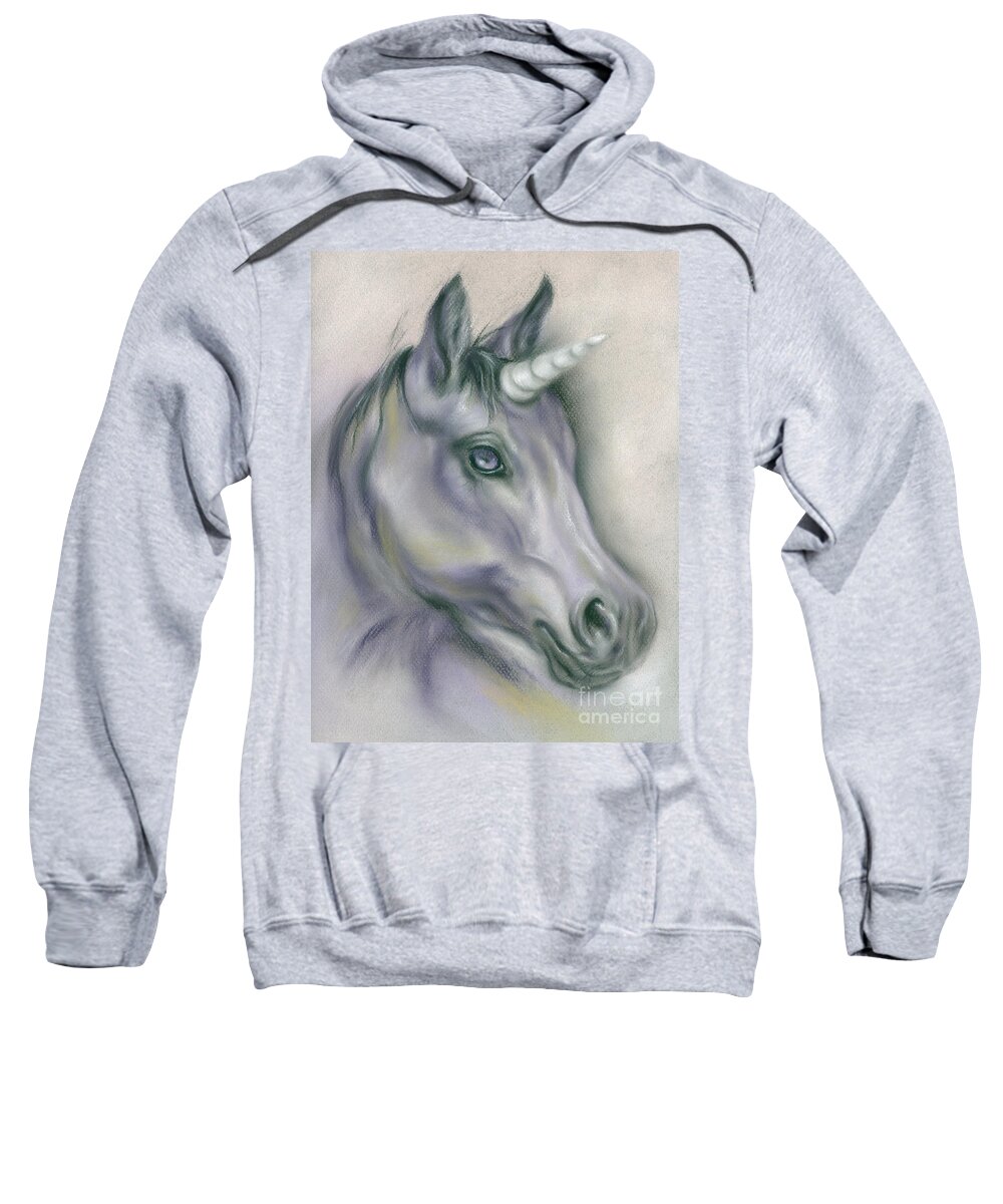 Mythical Creature Sweatshirt featuring the painting Unicorn Portrait by MM Anderson