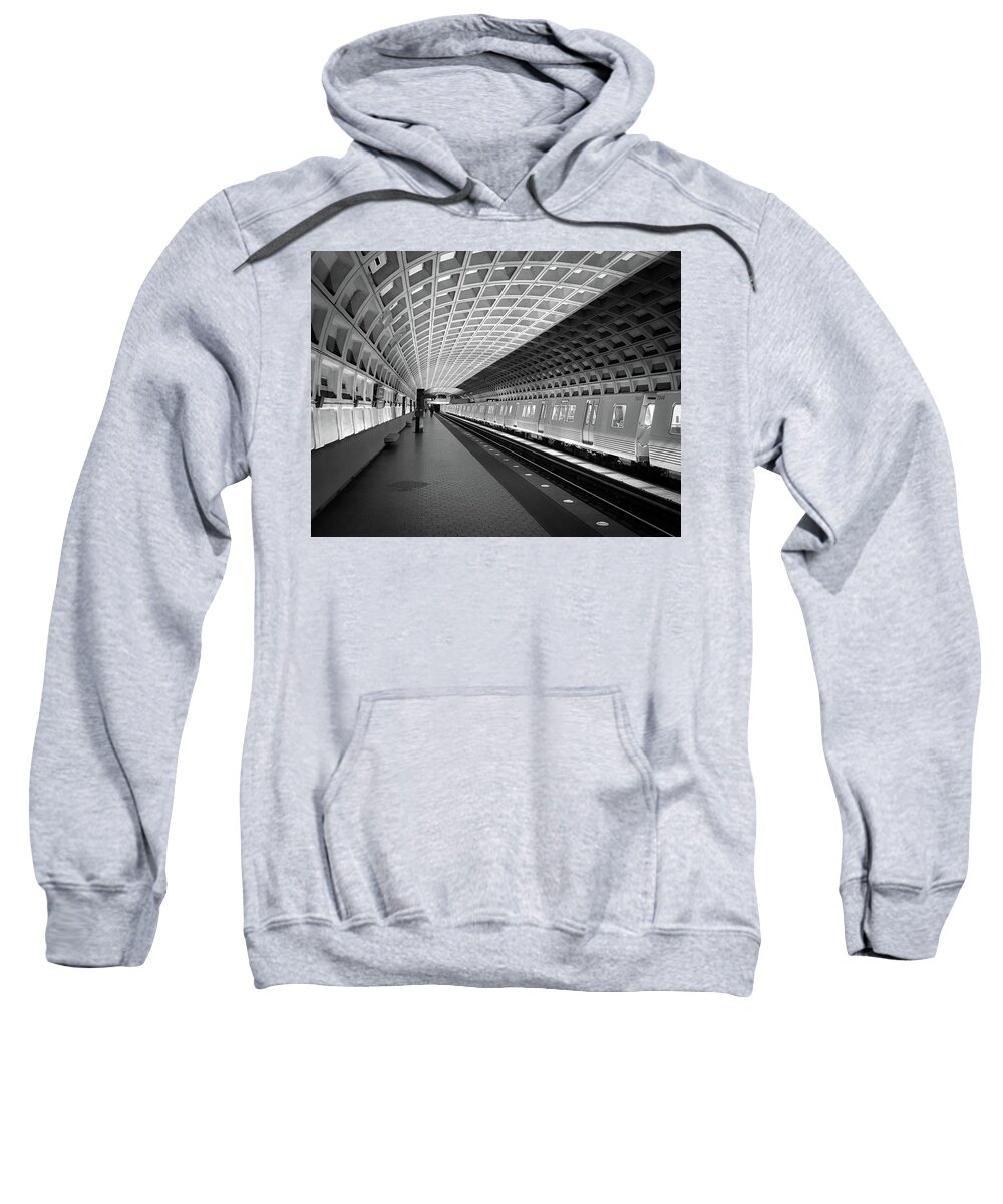 Metro Sweatshirt featuring the photograph Waiting at Pentagon City Station by Lora J Wilson