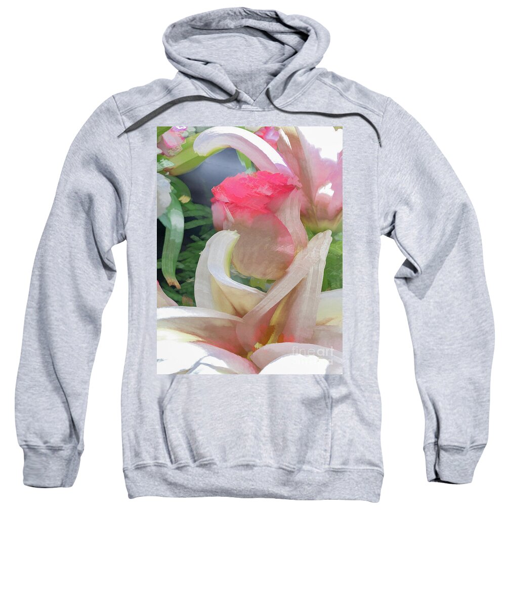 Abstract Sweatshirt featuring the photograph White Rose Petal Abstract by Phillip Rubino