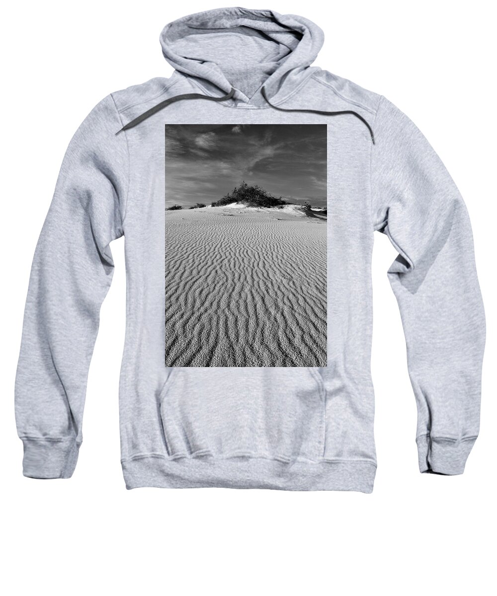 White Sands Sweatshirt featuring the photograph White Sands New Mexico waves in black and white by Chance Kafka