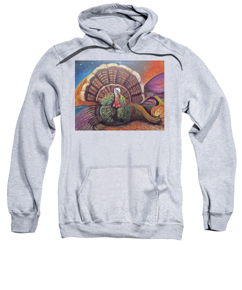 Turkey Sweatshirt featuring the painting Wild Turkey by Sherry Strong