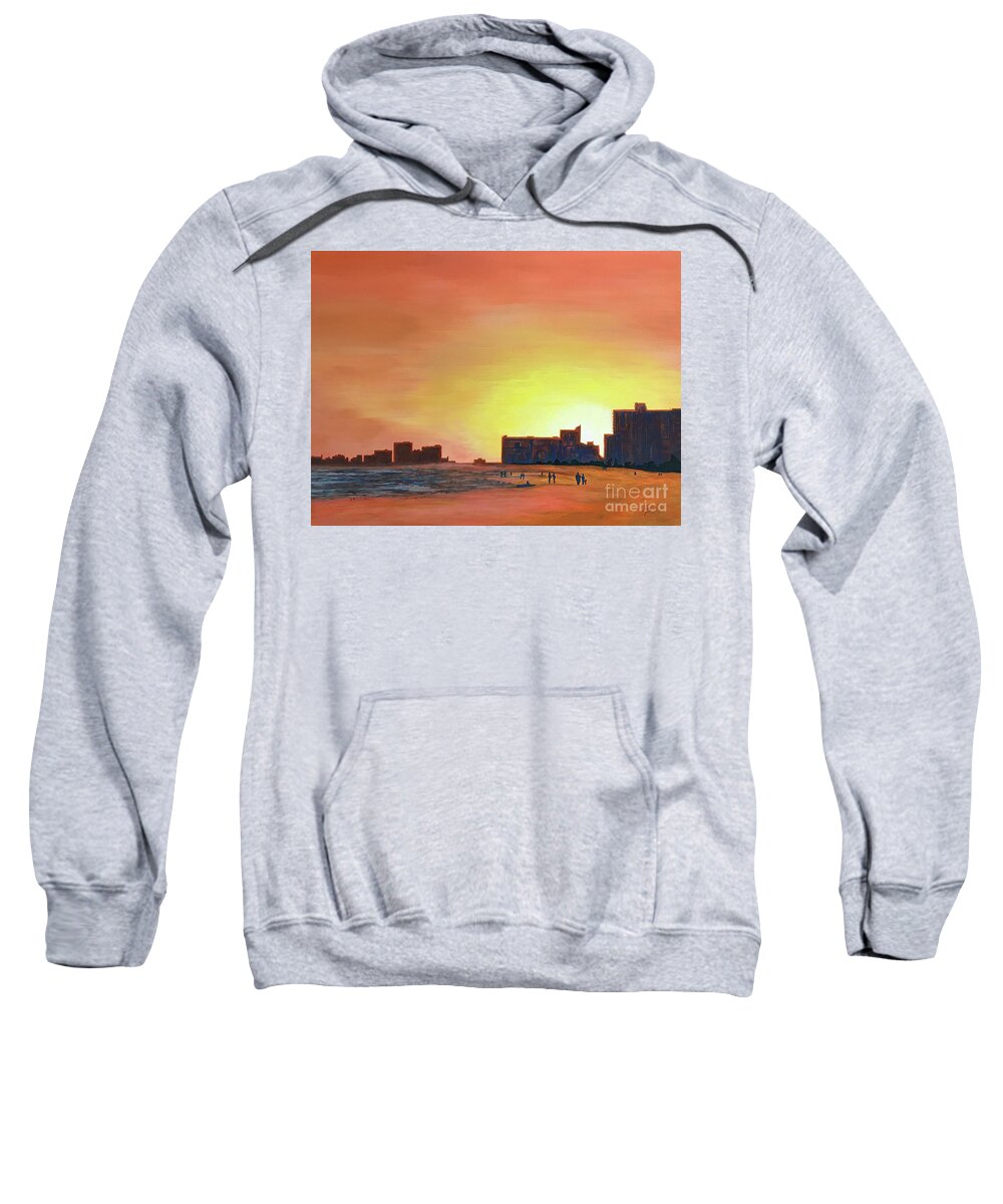 North Myrtle Beach Sweatshirt featuring the painting Winter Sunset N Myrtle Beach SC by Aicy Karbstein