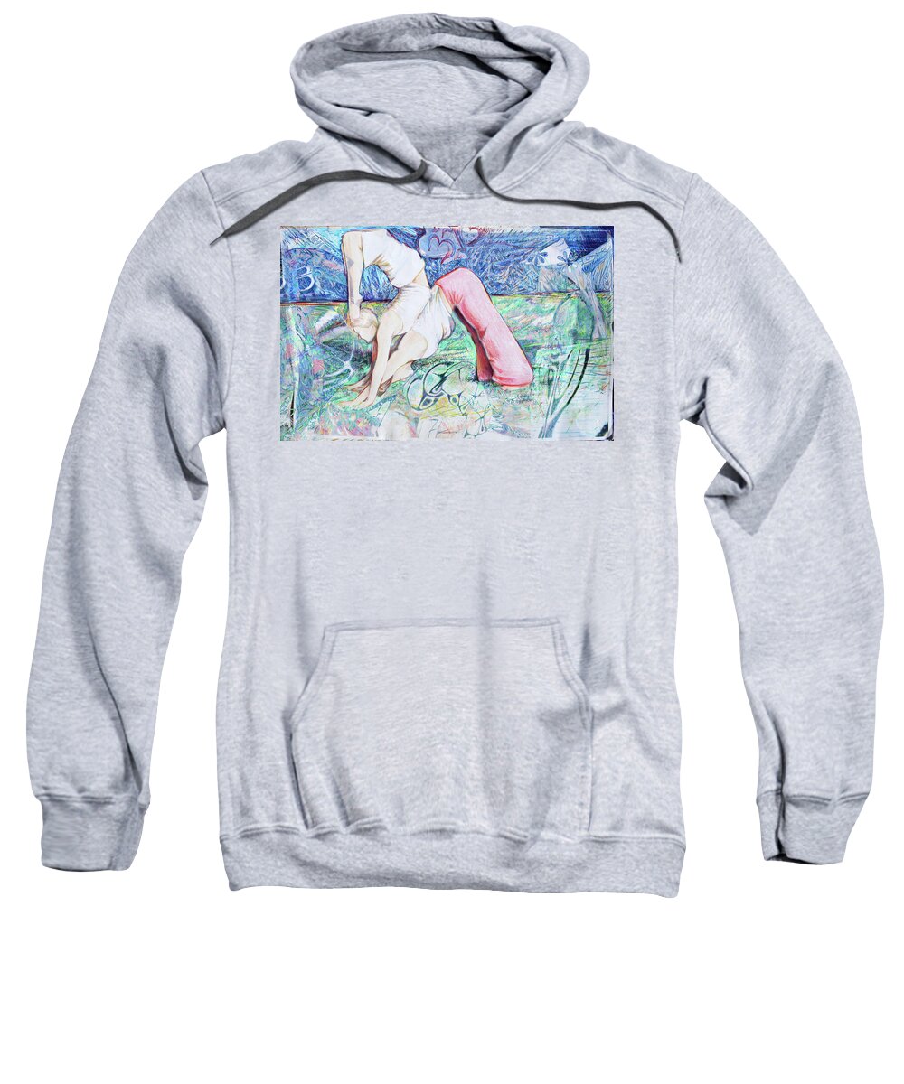 Acroyoga Sweatshirt featuring the painting Work Togehter by Jeremy Robinson
