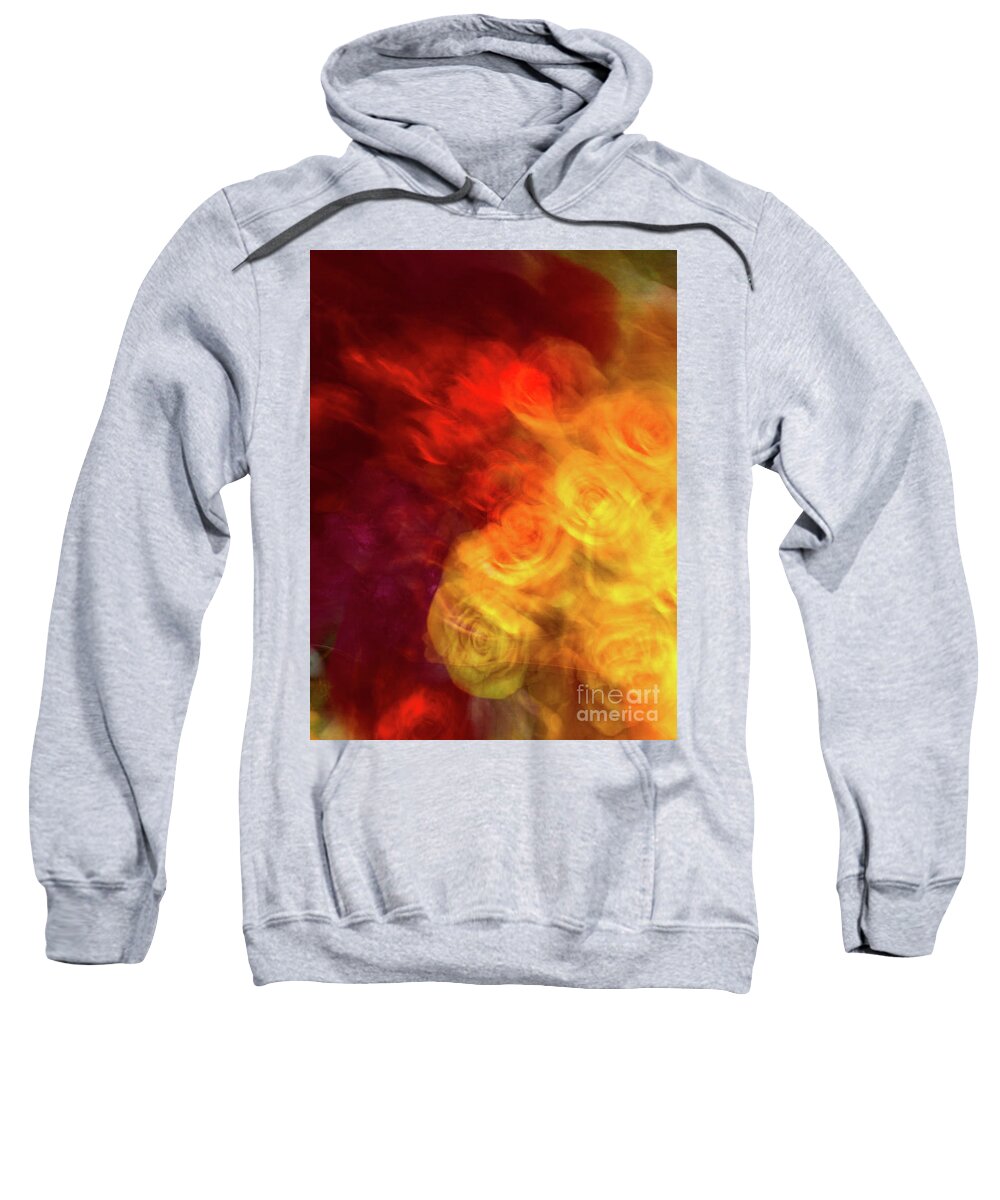 Abstract Sweatshirt featuring the photograph Yellow and orange rose abstract by Phillip Rubino