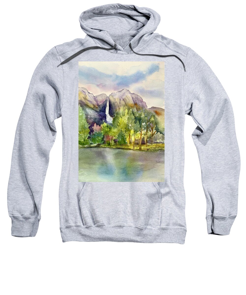 Yosemite Sweatshirt featuring the painting Yosemite Waterfalls by Hilda Vandergriff