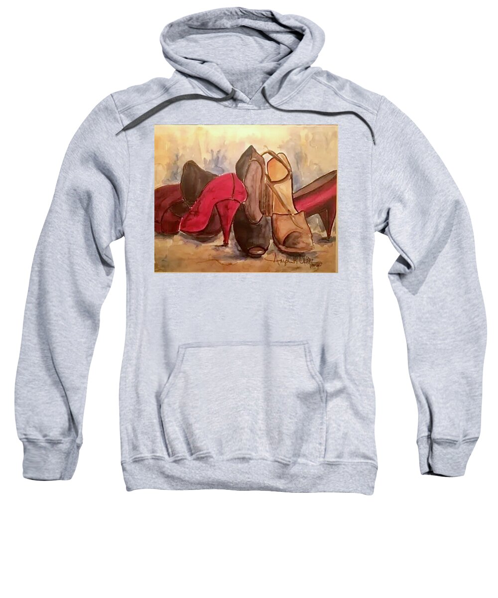  Sweatshirt featuring the painting Dress shoes by Angie ONeal
