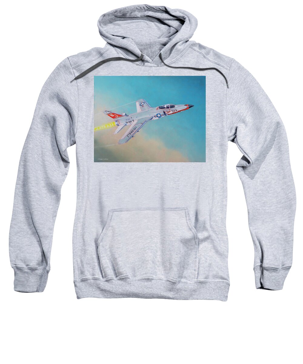 Aviation Sweatshirt featuring the painting Grumman F11F Tiger #1 by Douglas Castleman