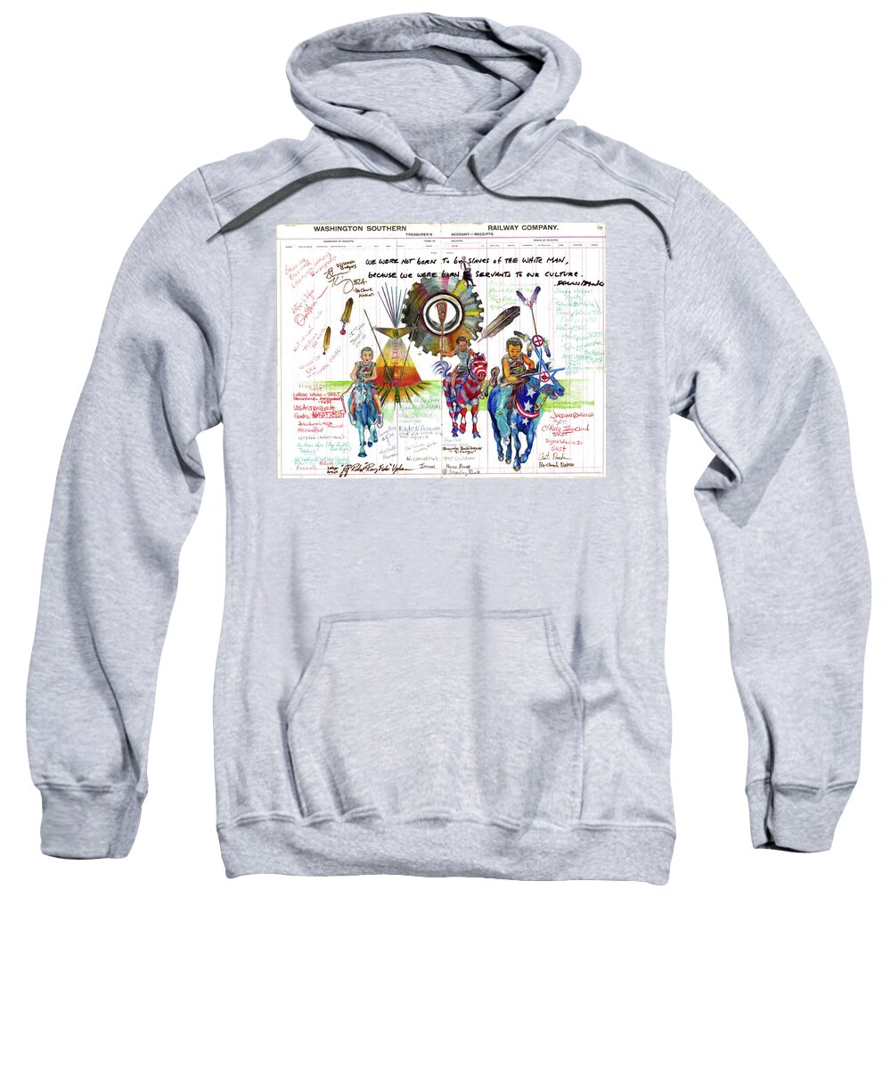 Ledger Art Sweatshirt featuring the drawing Indian Horse Power #2 by Robert Running Fisher Upham