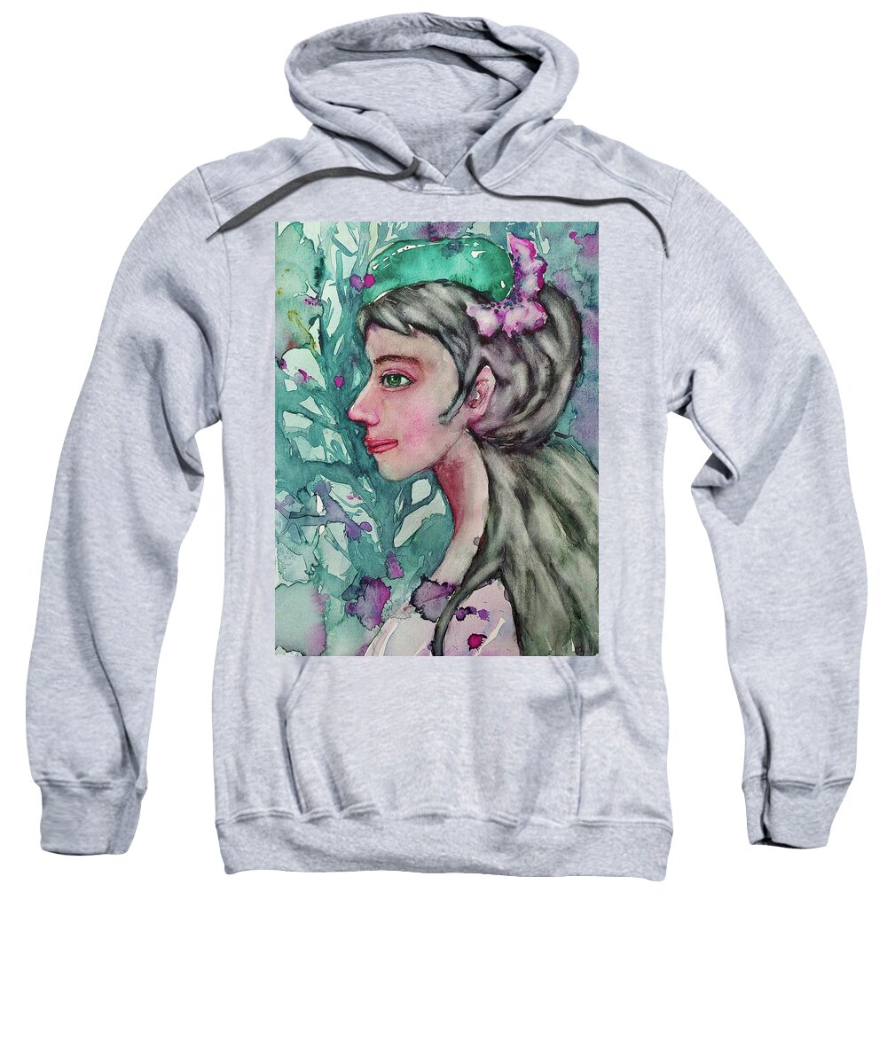  Sweatshirt featuring the painting Lady #1 by Mikyong Rodgers