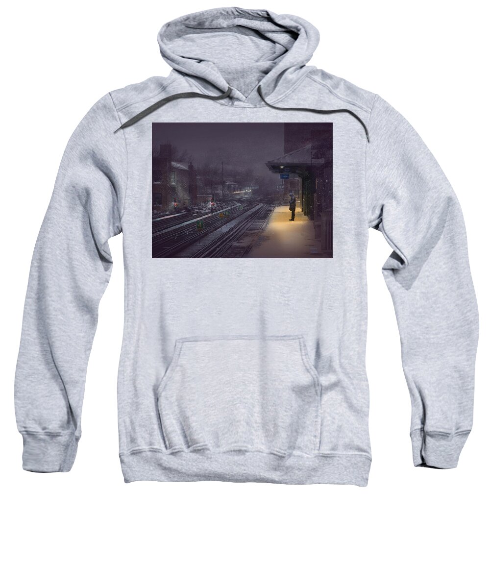 Chicago Sweatshirt featuring the mixed media Missed the train #2 by Glenn Galen