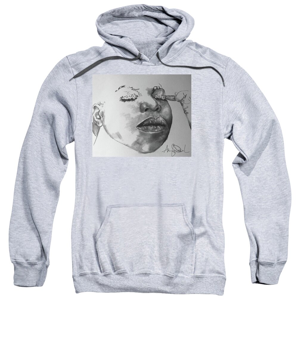  Sweatshirt featuring the drawing Nina by Angie ONeal