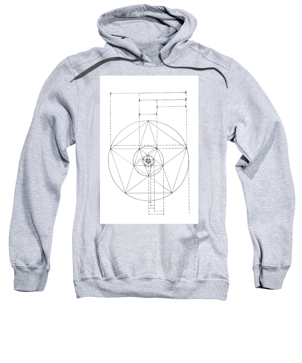 Phi Sweatshirt featuring the drawing Phi in the Pentagram #1 by Trevor Grassi
