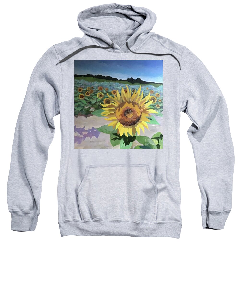 Sunflower Sweatshirt featuring the painting Sunflower Standout #1 by Anne Marie Brown