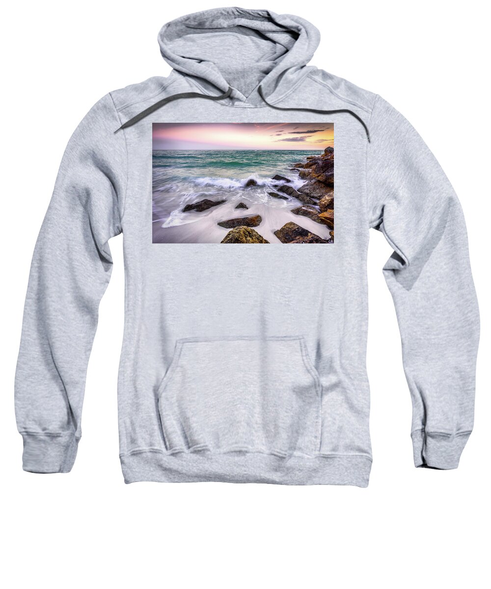 Sunset Sweatshirt featuring the photograph Sunset At The East Jetty - 2020 Edit by Mike Whalen