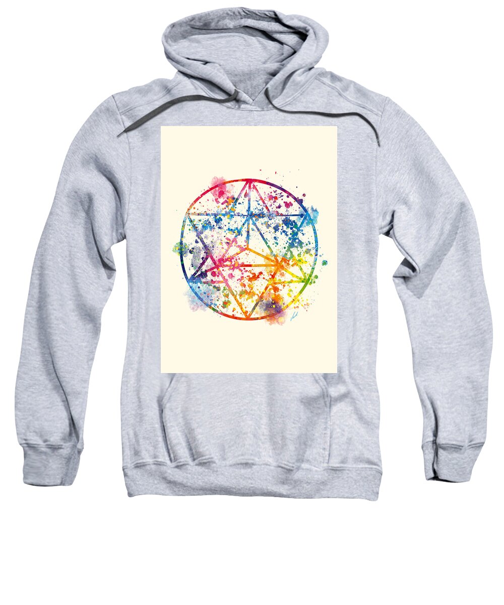 Watercolor Sweatshirt featuring the painting Watercolor - Sacred Geometry For Good Luck by Vart #1 by Vart