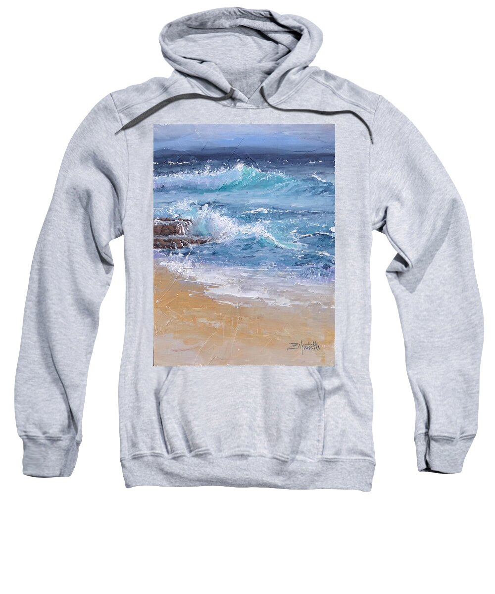 Beach Sweatshirt featuring the painting Wave Study #1 by Laura Lee Zanghetti
