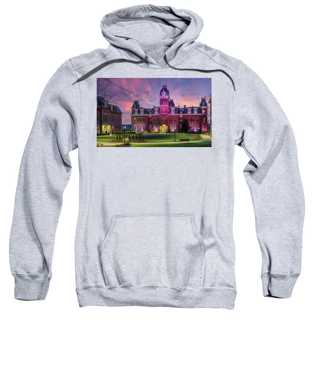 Wvu Sweatshirt featuring the photograph Woodburn Hall at West Virginia University in Morgantown WV #5 by Steven Heap