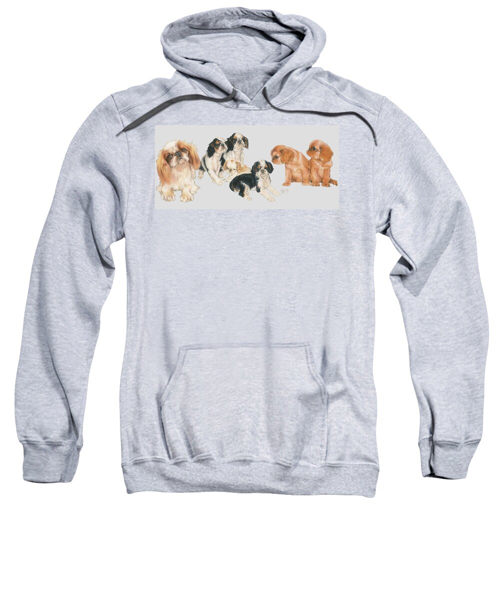 Toy Group Sweatshirt featuring the mixed media English Toy Spaniel Puppies by Barbara Keith