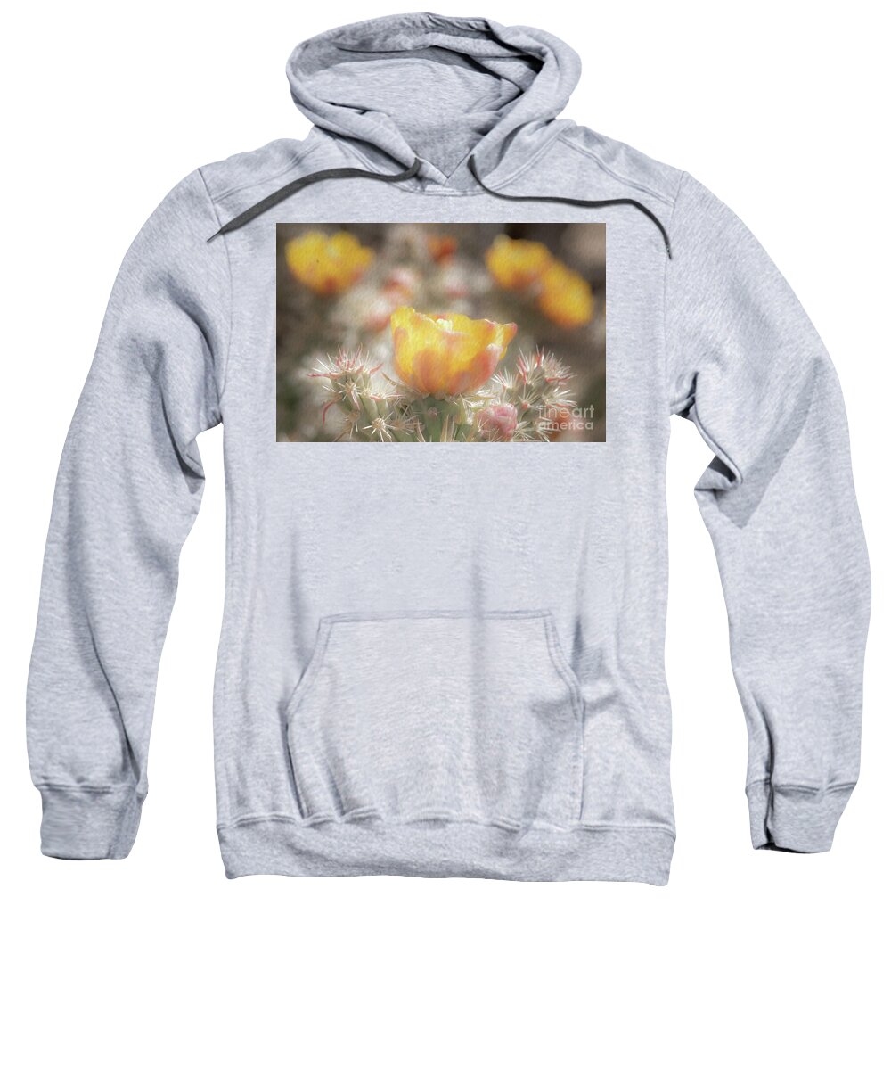 Cactus Sweatshirt featuring the photograph 1625 Watercolor Cactus Blossom by Kenneth Johnson