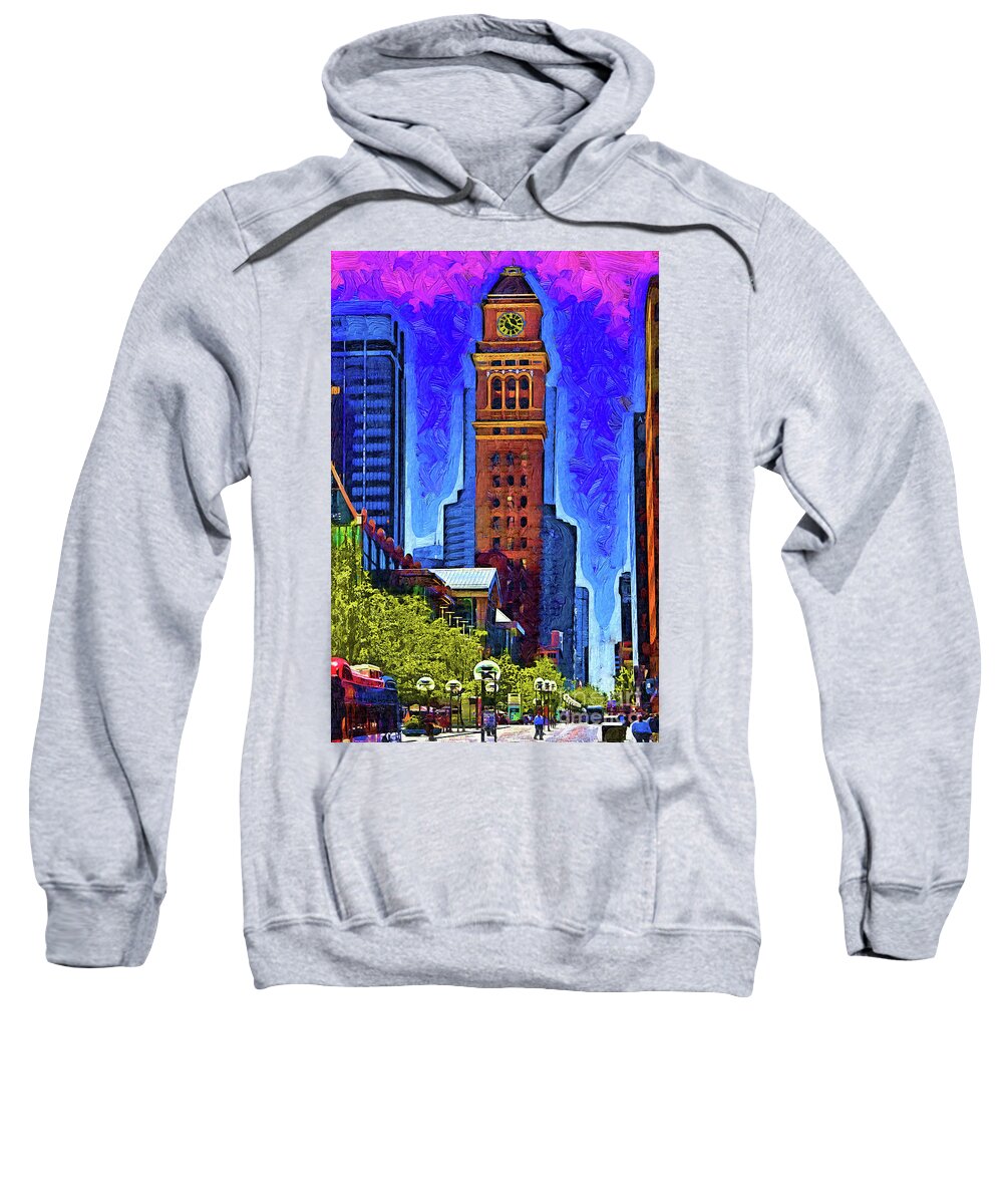 Architecture Sweatshirt featuring the digital art 16th Street Pedestrian Mall In Denver by Kirt Tisdale