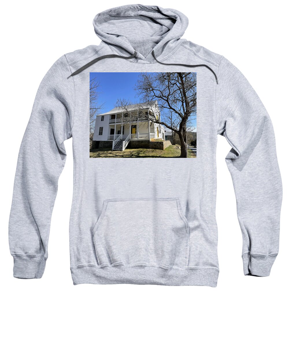 Rockford Sweatshirt featuring the photograph 18th Century Masonic Lodge With a Happy Yellow Door by Lee Darnell