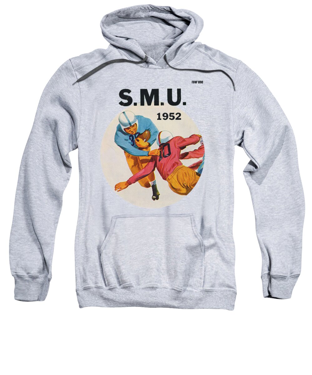 Smu Sweatshirt featuring the mixed media 1952 Southern Methodist University Football Art by Row One Brand