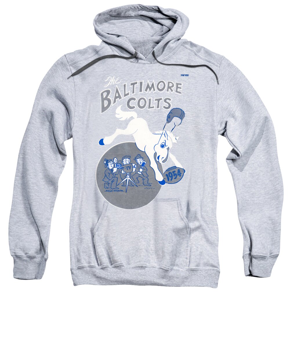 Baltimore Colts Sweatshirt featuring the mixed media 1954 Baltimore Colts Press Guide Art by Row One Brand