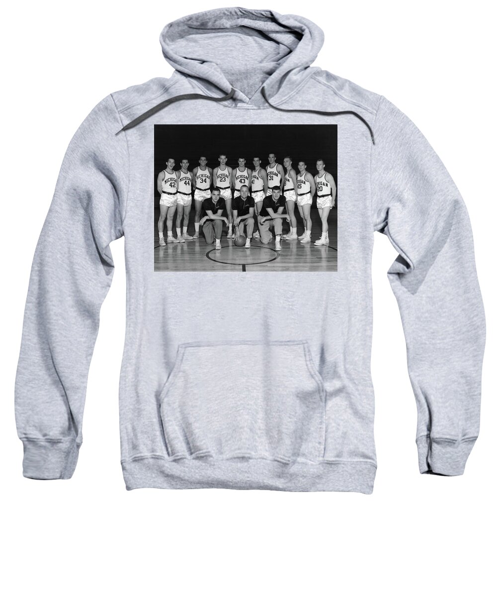University Of Michigan Sweatshirt featuring the photograph 1960-61 Michigan Wolverines Basketball Team by Mountain Dreams