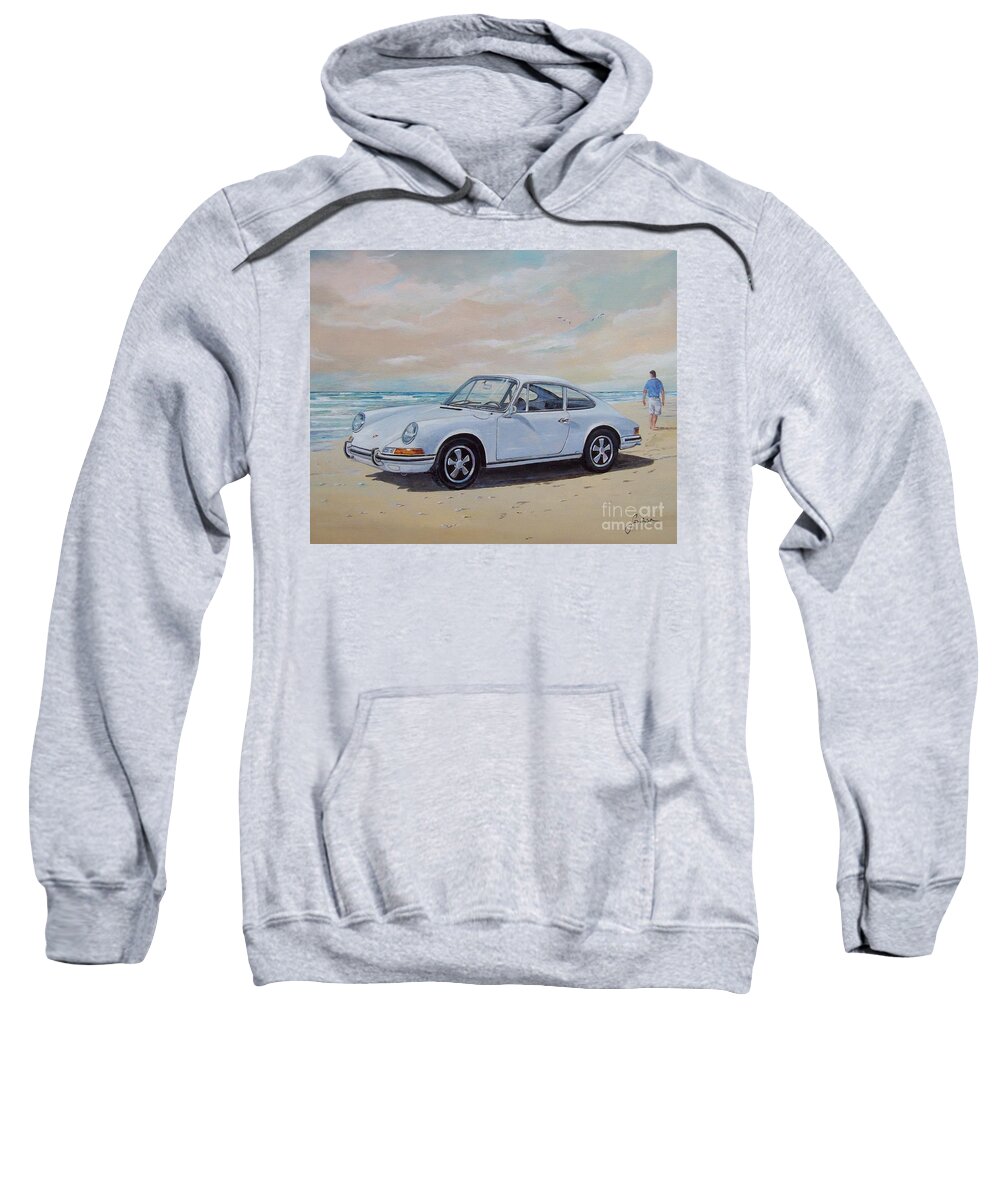 Automotive Art Sweatshirt featuring the painting 1967 Porsche 911 s coupe by Sinisa Saratlic