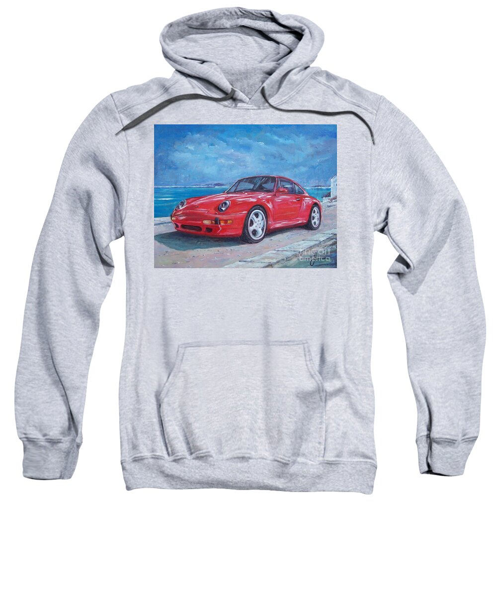 Porsche Carrera 1997 Sweatshirt featuring the painting 1997 Porsche Carrera S by Sinisa Saratlic