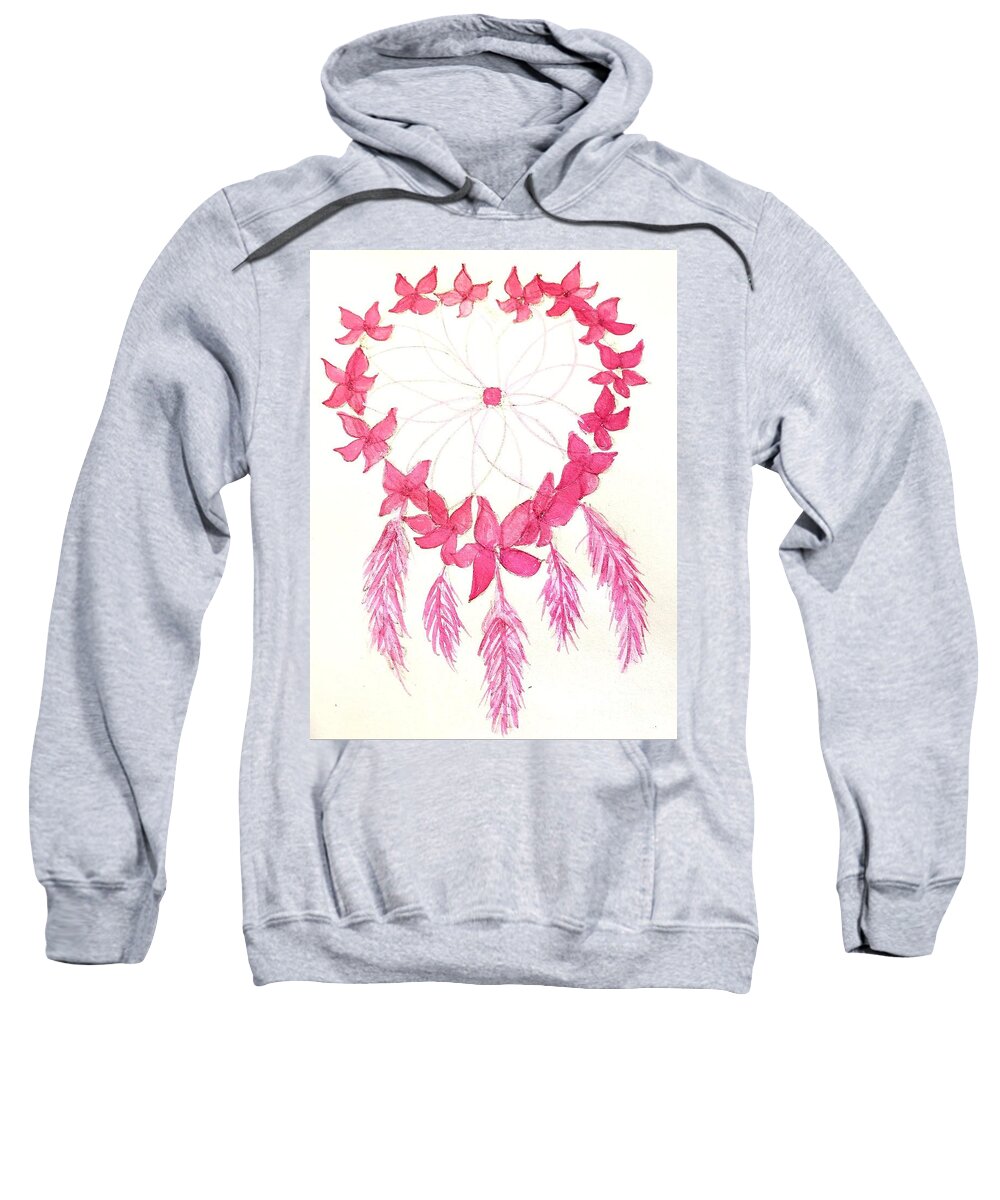 Catching Love Sweatshirt featuring the painting Dreamcatcher #2 by Margaret Welsh Willowsilk
