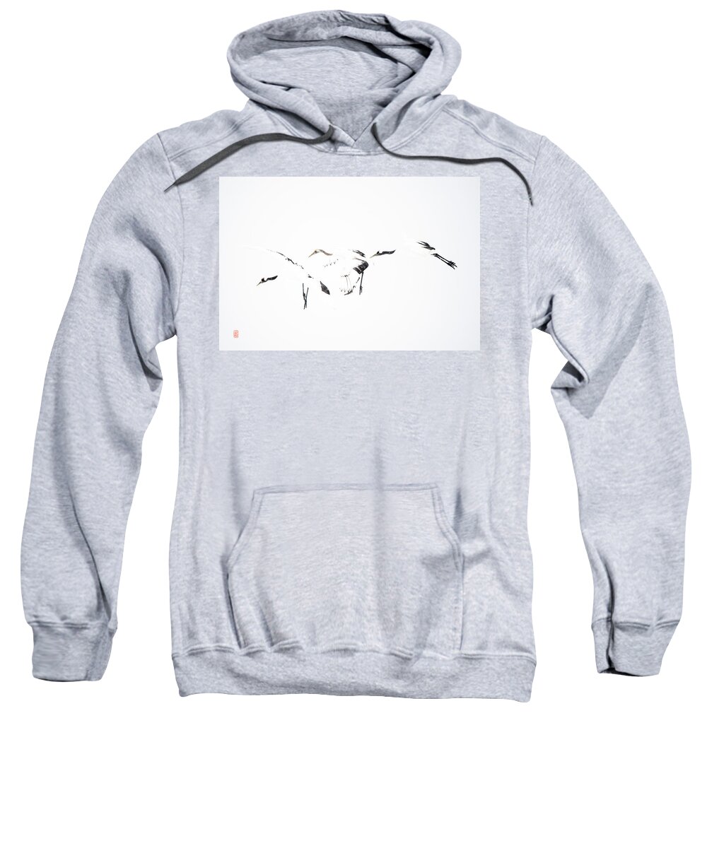 Snow Sweatshirt featuring the photograph Tancho crane #2 by Yoshiki Nakamura
